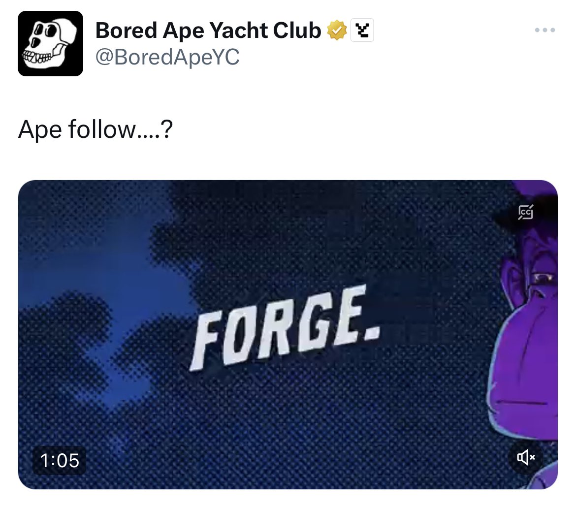 Ape follow… FORGE. 

It’s coming soon & that’s the alpha. 🛠️