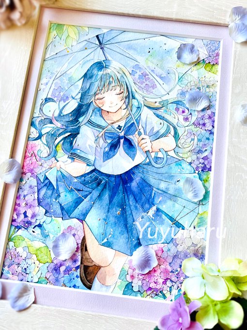 「closed eyes hydrangea」 illustration images(Latest)｜2pages