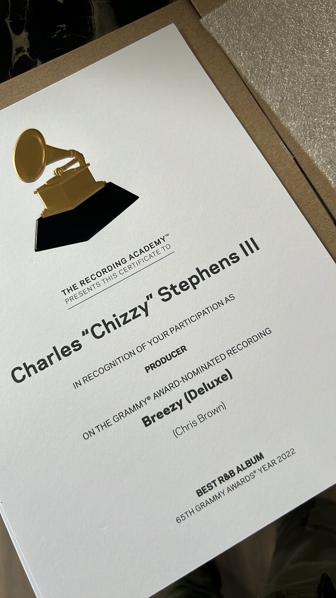 just came in from the @RecordingAcad 🙌🏾🙏🏾 #Breezy #GrammyNominated