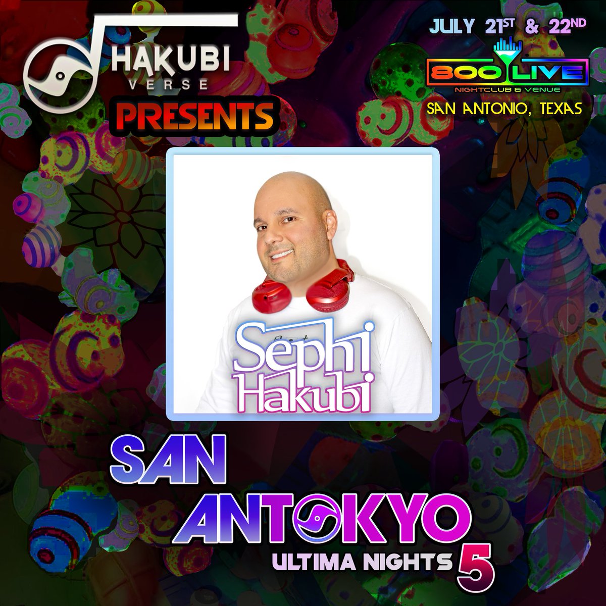 HakubiVerse's tweet photo. Announcing our first DJ and one of our main-events, please welcome our resident #RAVEmaker and King of #AnimEDM as @sephihakubi returns to celebrate his (slightly belated) 37th birthday to headline #SanAnTokyo 5: ULTIMA NIGHTS Night 1 in #SanAntonio #Texas! #anime #rave https://t.co/VYemzuYBZ1