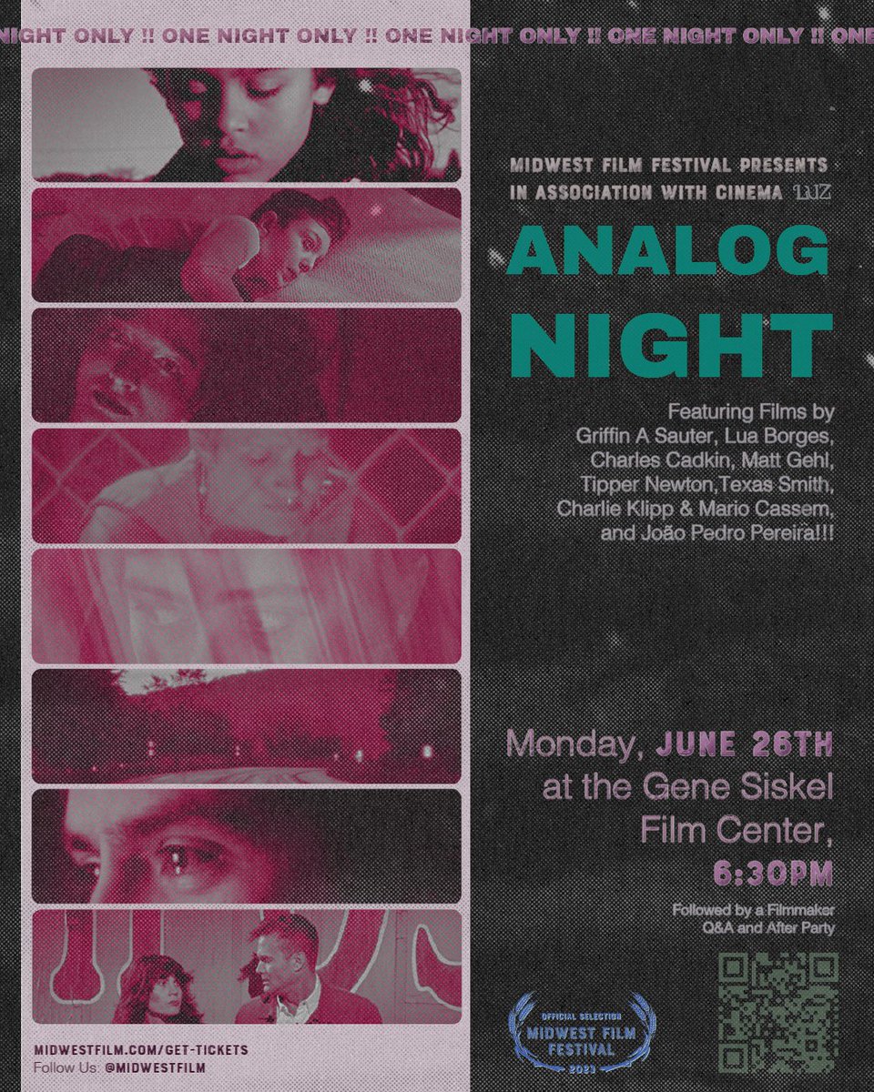Lights, camera, analog magic! ✨🎥June 26, 2023, <a href="/filmcenter/">Siskel Film Center</a> a mesmerizing evening of Analog Shorts, in collaboration with the Cinema-Luz Collective.🌟🎞️Don't miss this event it will leave you inspired. See you there! 🎬 #AnalogShorts #FilmMagic #CinemaLuzCollective #ProudSponsor