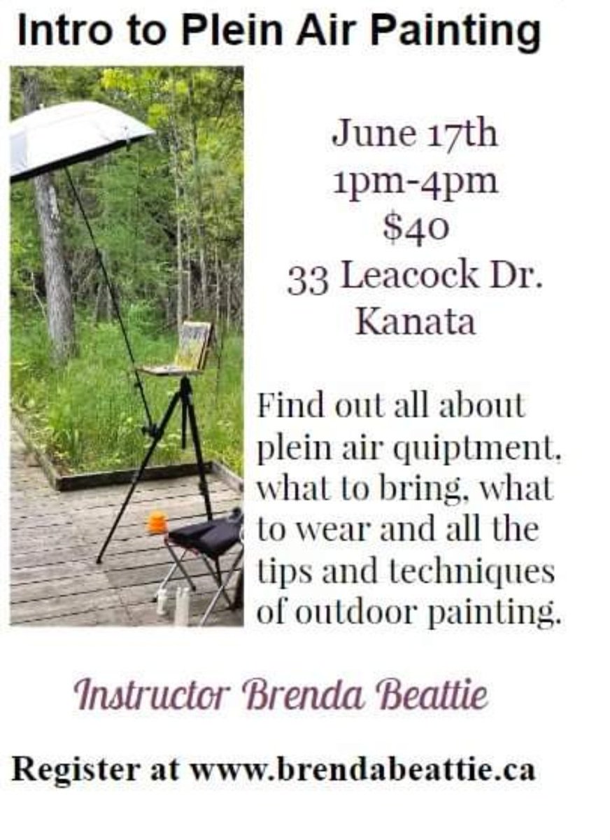 Artistladie's tweet photo. Workshop - learn what to bring for painting in  acrylics or watercolors outdoors. https://t.co/r6rtY3Rj92