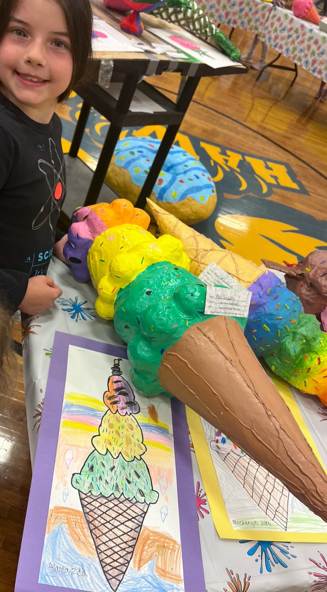 Ms_AnnMarieM's tweet photo. All smiles as we enter the Manchester High school to view the District wide Art Show. Alaina, @MTESDragons 2nd grader, was chosen in a collaborative piece where her drawing was later sculpted by a high school student. Thank you to the art department for this genius idea. https://t.co/ousOUQY5yS