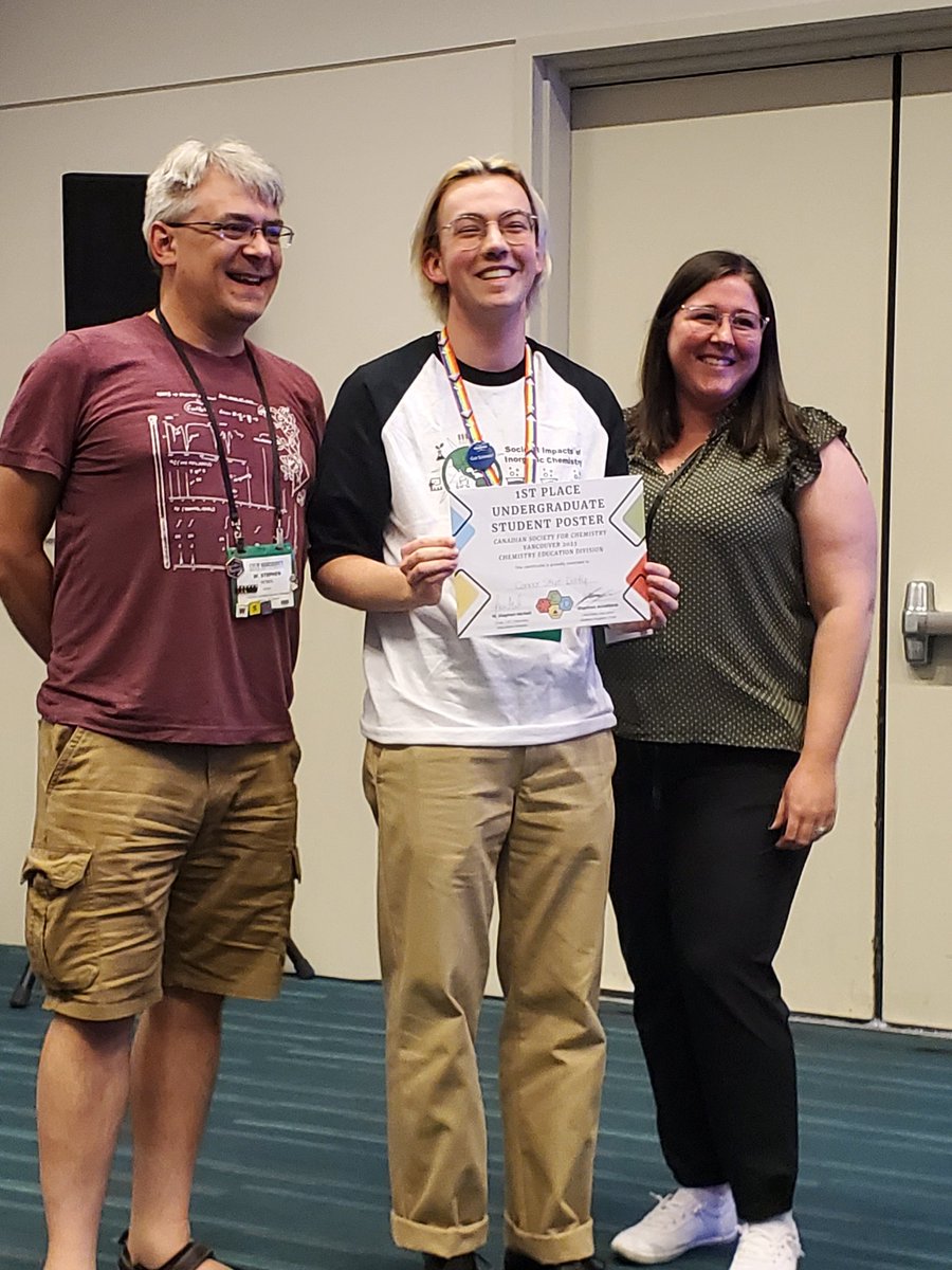 Congrats to the excellent <a href="/ConnorDurfy/">Connor Durfy</a> for winning the #chemeduc poster prize at #CSC2023 !!