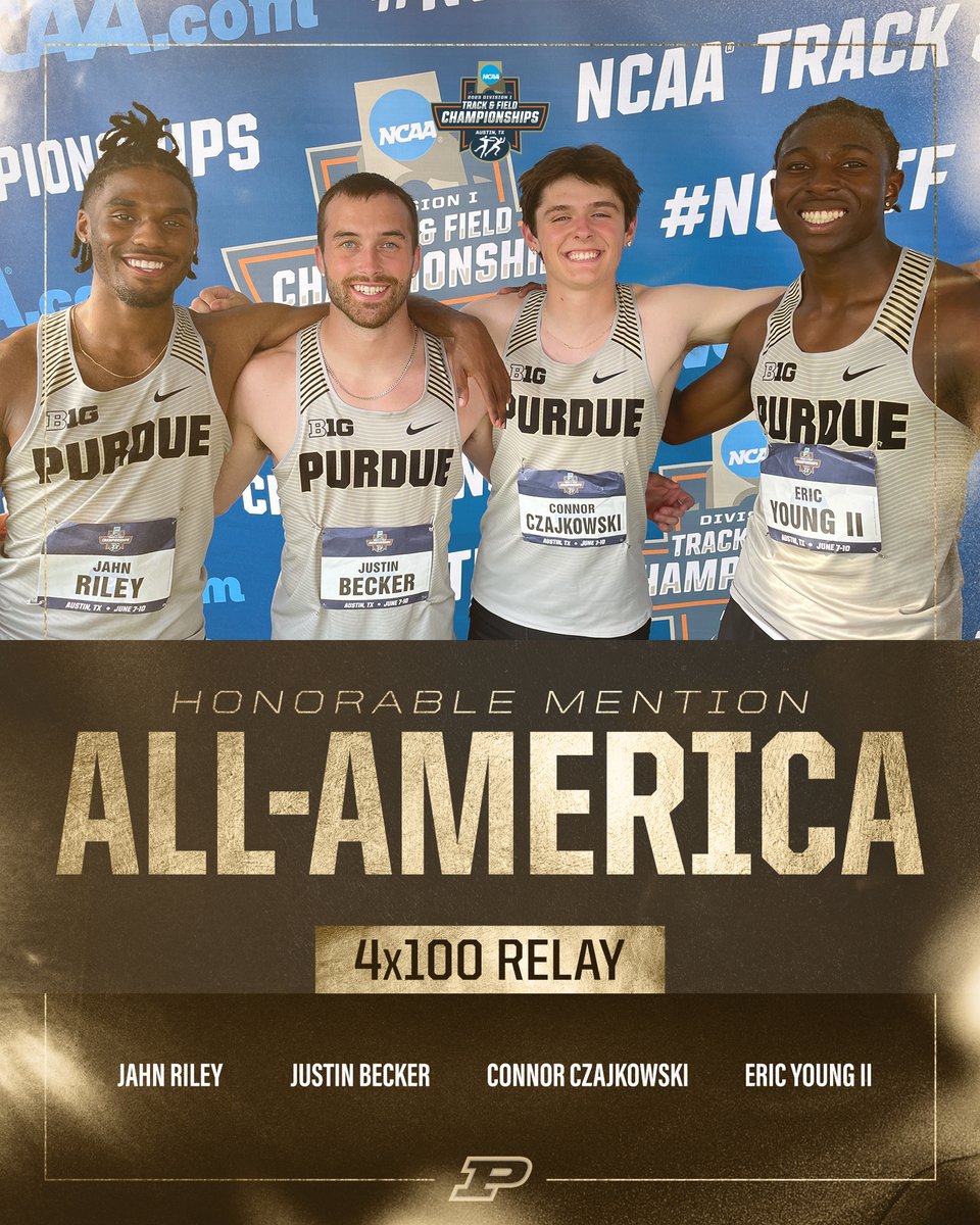 PurdueTrackXC's tweet photo. Congratulations to Jahn, Justin, Connor and Eric, our newest Honorable Mention All-Americans!

#BoilerUp x 🚂 #NCAATF https://t.co/AmHB1kKl7T