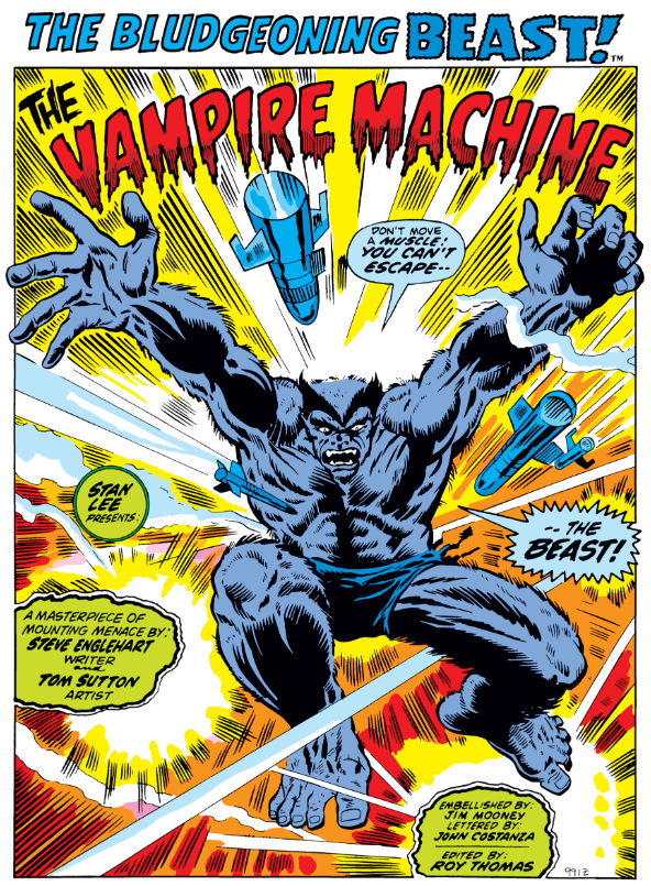 MarvelADay's tweet photo. #MarvelADay #AA14 Woo hoo! We're back to another tale from the early days of Hank McCoy being a furry Beast. It's fun to watch him gradually evolve into his classic '70s Avengers look. - JRW https://t.co/4gLe5sTTjX