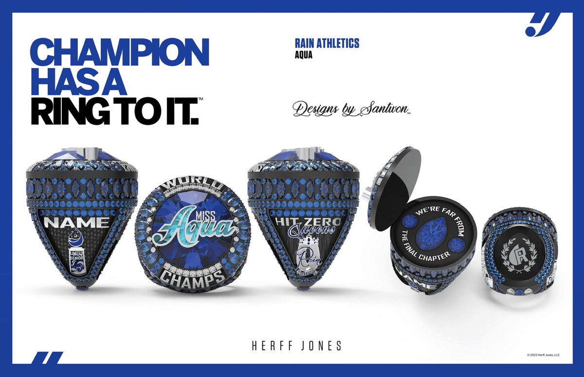 Congratulations @RainAthletics @Rain_Aquaa ! 

2023 WORLD CHAMPIONS! 

#DBSchamprings #designsbysantwon #hjchamprings #herffjones #championshiprings #champrings  #nationalchampions #worldchampions