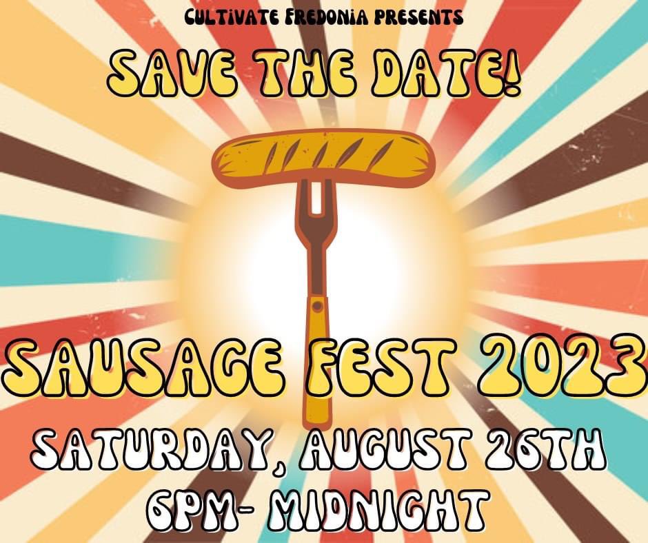 FREDONIA SAUSAGE FEST is back!!!

Prepare for the wurst!

The 6th annual event that raises💰to benefit the Fredonia, KS community will be on the downtown square! 

Mark your calendars—Saturday, August 26th!

#FredoniaSausageFest #SausageFest #CultivateFredonia