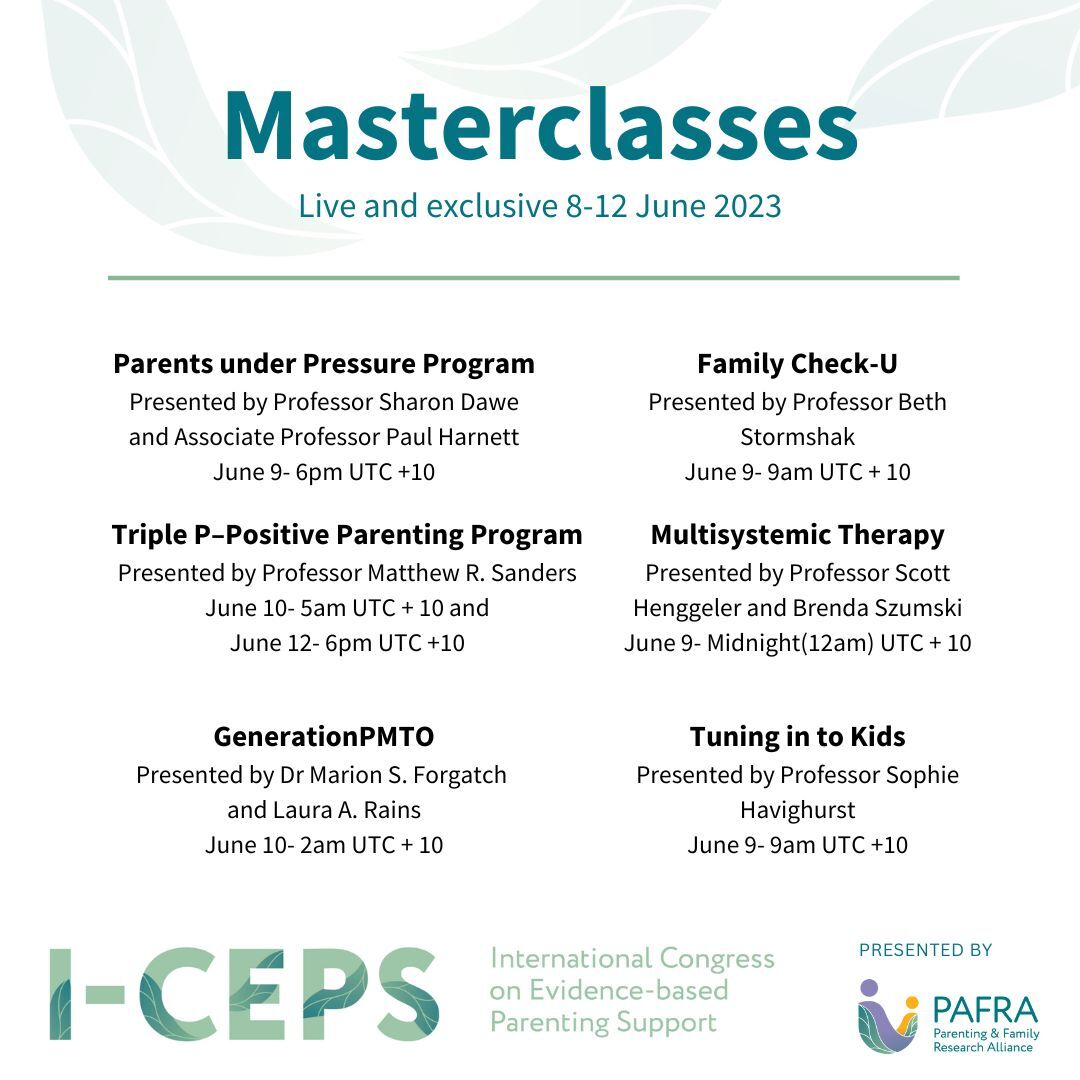PAFRA_Official's tweet photo. Feel the need to learn about some of the #parentingprograms discussed at #ICEPS2023 International Congress? 7 presentations w/ opportunities to discuss ideas, examine evidence, learn about practices & strategies. Register your ticket now, spaces limited
https://t.co/4TQmD71qwb https://t.co/e71AXpuG9i