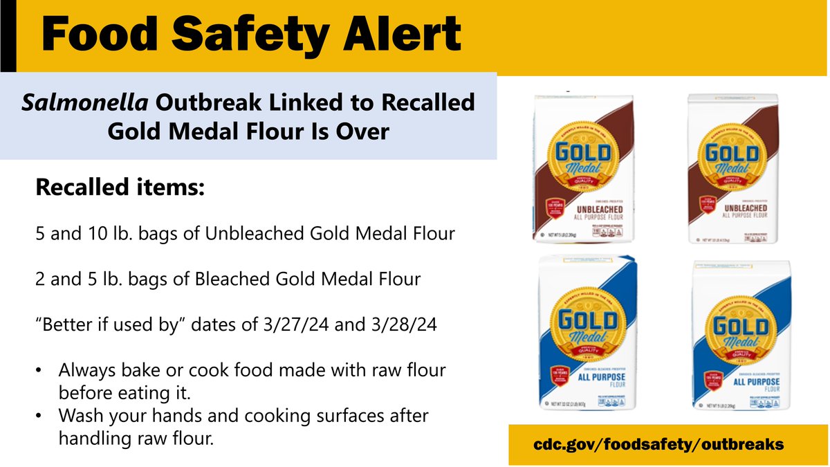 Cdc On Twitter Salmonella Outbreak Linked To Gold Medal Flour Is Over