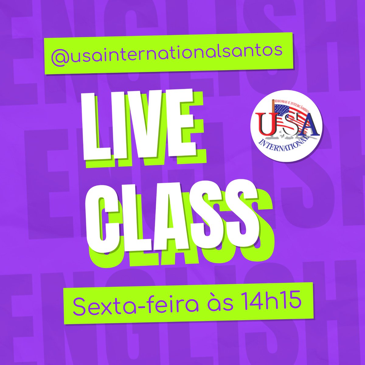 usasantos's tweet image. Hello Everybody! 🤩 
Sexta-feira às 14h15 teremos uma Super Live Class, com muito conteúdo para vocês! 
Ative as notificações para não perder!!!
Aguardaremos vocês aqui no nosso Instagram. 😍😍😍
.
.
.
#live  #liveclass #usa🇺🇸 #usainternationalsantos #idiomas #ingles #english
