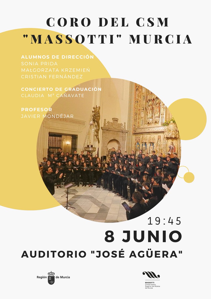 📷 Mañana tendremos el concierto final de curso con el coro de <a href="/CSMMURCIA/">CSMM MASSOTTI</a>, dirigido por los alumnos de Dirección de Coro. 
Para poner punto y final a este este curso, cantaremos un arreglo de “Can't Help Falling in Love” que he compuesto para la ocasión.

¡Os esperamos!