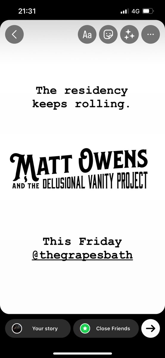 Matt Owens (@mattowens_music) on Twitter photo The Residency keeps rolling! This Friday, free in, 3 hours of Rock’n’Roll, 6 piece band, all 3 albums, choice cuts from Petty, Dylan, Tony Joe White. 9pm. Always a night! @americanaUK <a href="/TheAMAUK/">Americana Music UK</a> <a href="/VisitBath/">Visit Bath</a> @thegrapesbath <a href="/4BarsToTheBeat/">FourBarsToTheBeat</a> <a href="/ArcRadioStation/">Arc Radio</a> <a href="/RadioBathDAB/">Radio Bath</a> #gigs #local The Residency keeps rolling! This Friday, free in, 3 hours of Rock’n’Roll, 6 piece band, all 3 albums, choice cuts from Petty, Dylan, Tony Joe White. 9pm. Always a night! @americanaUK <a href="/TheAMAUK/">Americana Music UK</a> <a href="/VisitBath/">Visit Bath</a> @thegrapesbath <a href="/4BarsToTheBeat/">FourBarsToTheBeat</a> <a href="/ArcRadioStation/">Arc Radio</a> <a href="/RadioBathDAB/">Radio Bath</a> #gigs #local