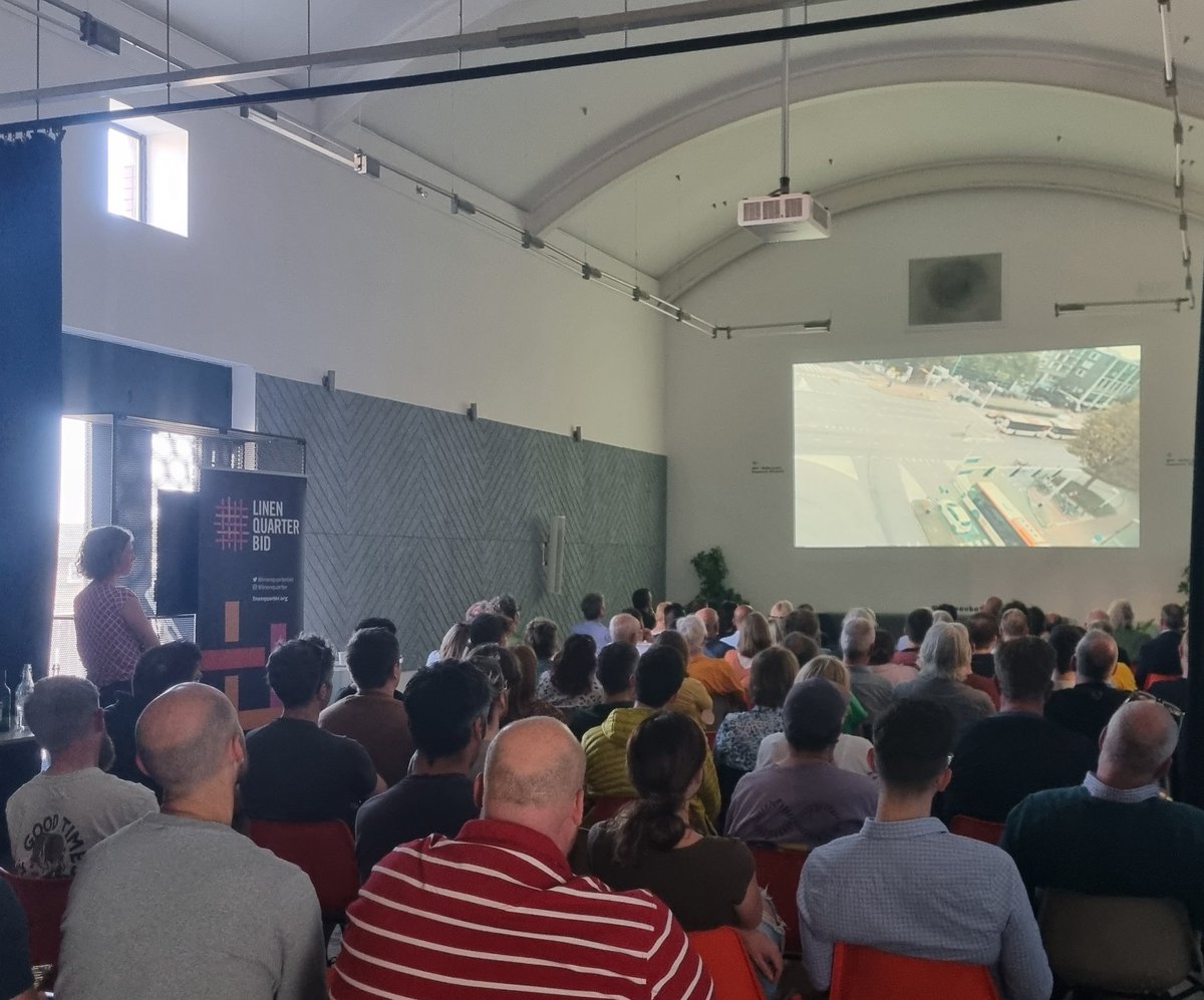 LinenQuarterBID's tweet photo. Fantastic event by @CyclingUK_NI ! Promoting discussion on how to advance the #Cycle infrastructure in NI. @LinenQuarterBID's MD @ChrisMccracken_ featured on the guest panel! https://t.co/cYqeWgiMIm