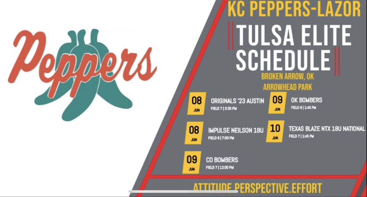 KC Peppers are headed to Broken Arrow, OK to compete in the Tulsa Elite tournament. #Attitudeperspectiveeffort #pepperfamily #outwork #outhustle #outcompete #pepperloyal 🥎🌶️👊🏼❤️