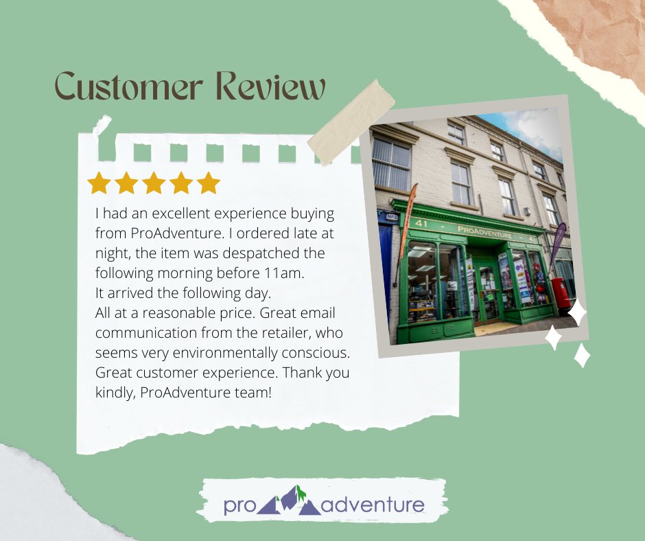 ProAdventure's tweet image. Thank you! 🙏

Where possible we try to dispatch orders as quickly as we can. Getting your outdoor kit to you fast.

👉proadventure.co.uk

#Proadventure #Llangollen #Review #CustomerService