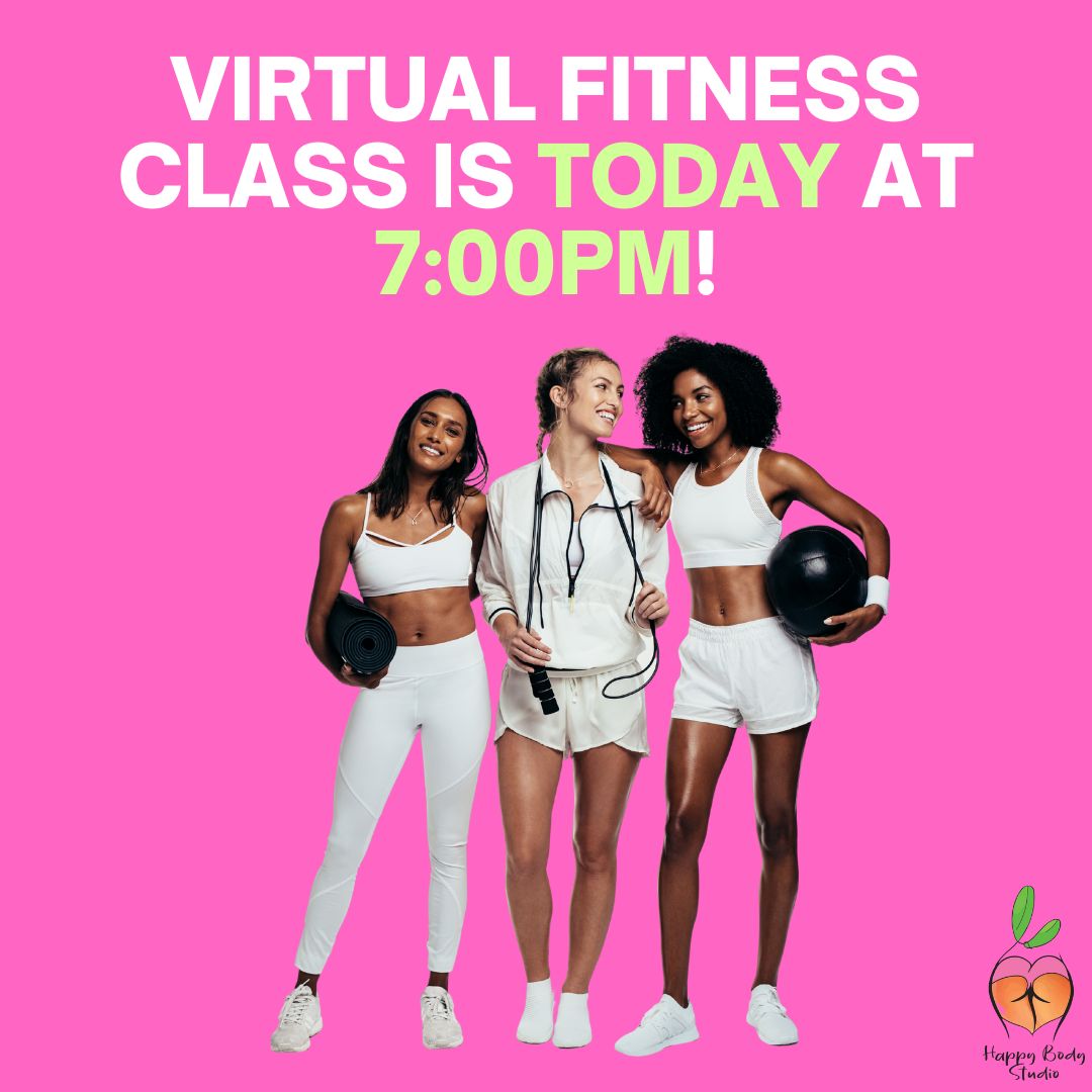 Here's a reminder!

Our Virtual Fitness Class is today at 7:00PM! Tune in to our Facebook live!

#FitnessStream #WorkoutFromHome #VirtualFitness #GetFitAtHome #WorkoutLive #SweatTogether #StayActive #HomeWorkout