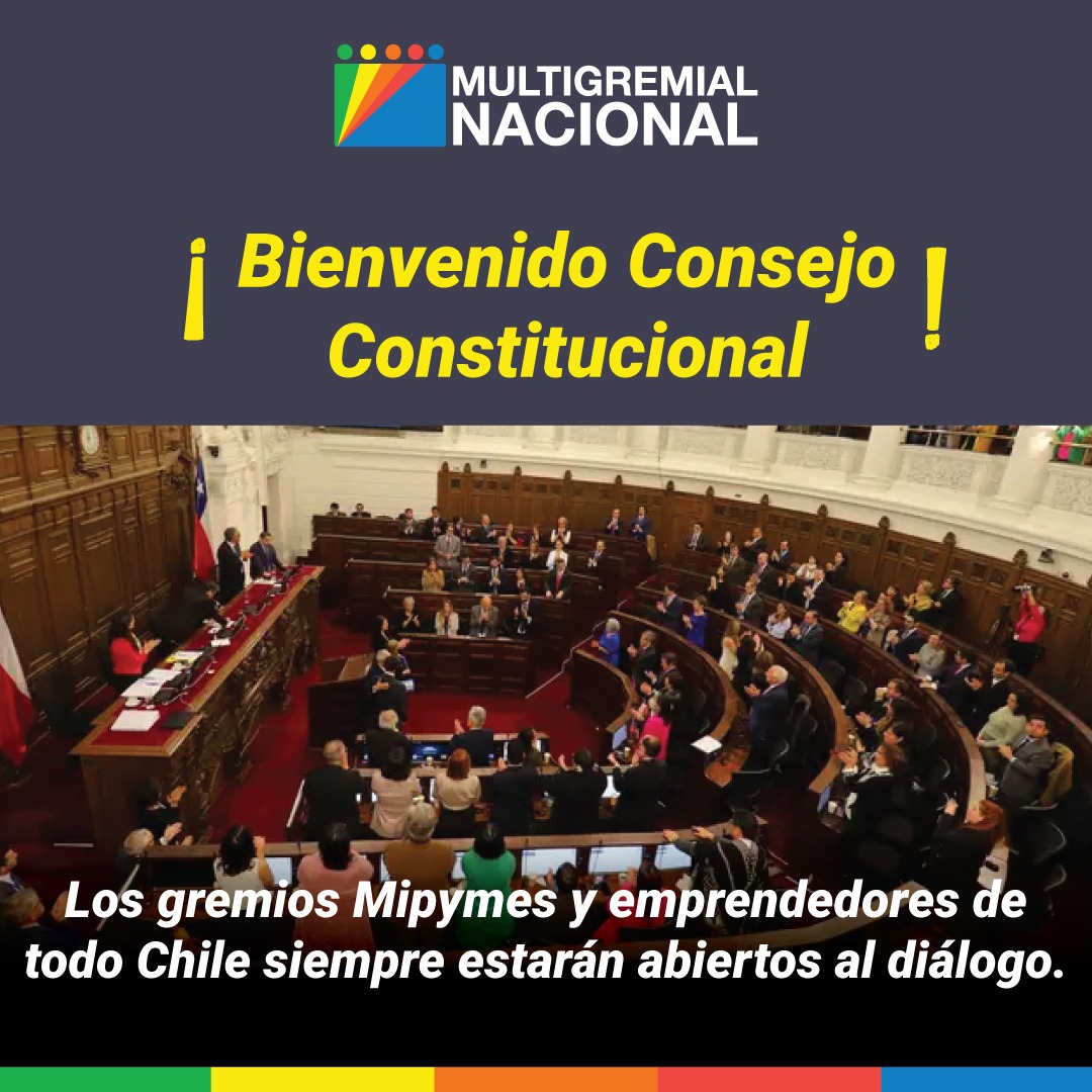 MultigremialN's tweet photo. Saludamos a los 50 consejeros que hoy asumieron en el #ConsejoConstitucional y también a su presidenta @beaheviaw. Desde la Multigremial Nacional reiteramos toda nuestra disposición al diálogo, para que las MiPymes y emprendedores sí sean considerados en la #NuevaConstitucion https://t.co/Y9fdqiBd4t