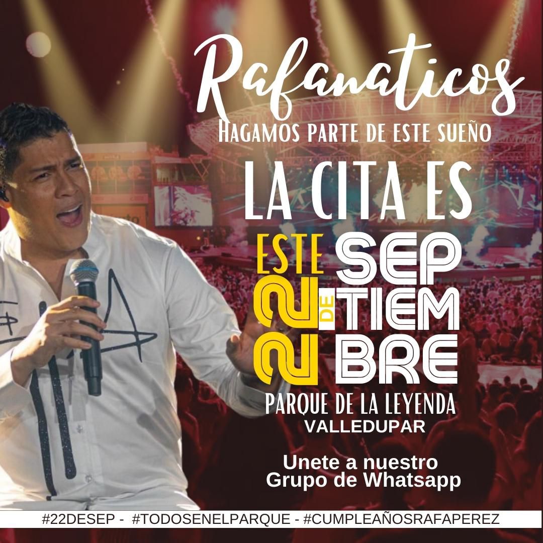 EdwinVe52693462's tweet photo. Hagamos parte de este sueño con nuestro artista  Si quieres ser parte de todo esto únete a nuestro  grupo de WhatsApp Aquí te dejamos el Link 👉🏻 (https://t.co/kW4e0zv9OM)  Vamos todos para el Valle  #22Sep #ParqueDeLaLeyenda 
@rafaperezmusic https://t.co/zq1KvCR6oC https://t.co/cHqBkdAhxq