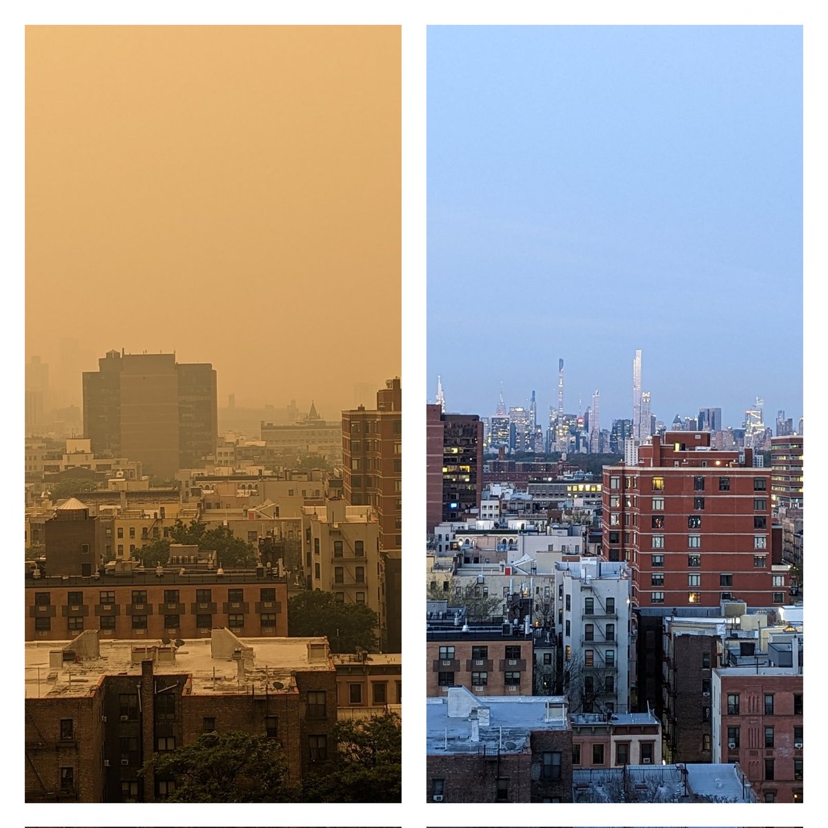 quantumexpanse's tweet photo. Today vs normal NYC https://t.co/Vqz3xqLFMc