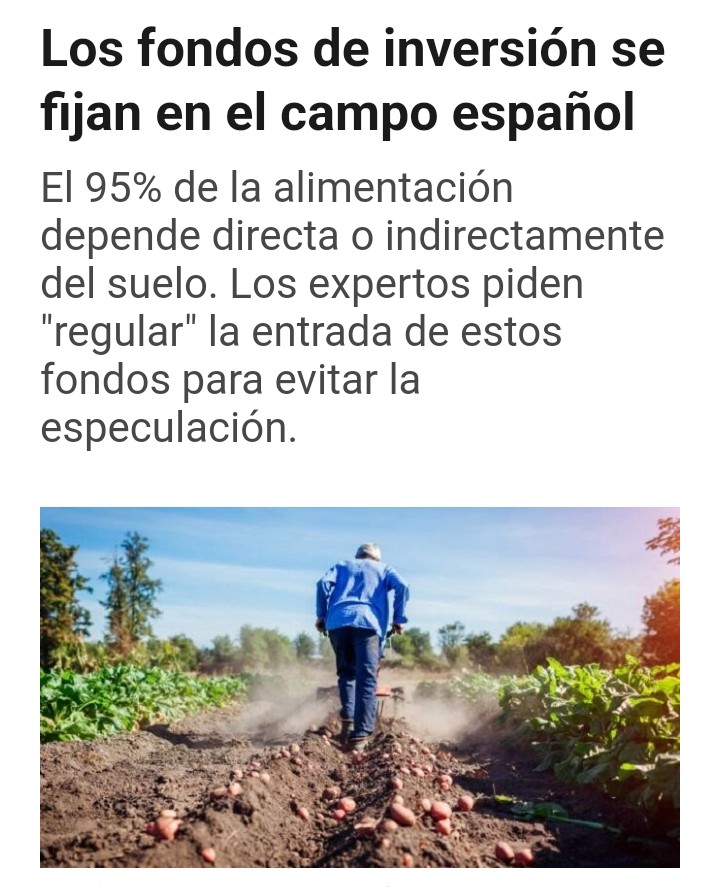 corto_gr's tweet photo. "Grandes fondos de inversión apostando por el sector agro-alimentario". Monopolizan nuestras vidas para su beneficio. Son una plaga #LaNoche24h https://t.co/tXYzszGZPy