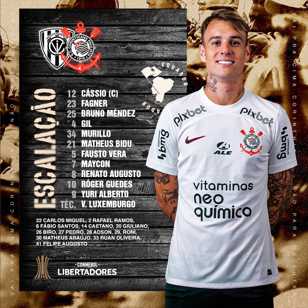 Corinthians's tweet photo. Está definida a escalação para o jogo! 📝

#INDxSCCP
#DiaDeCorinthians
#VaiCorinthians https://t.co/0QOPj2BUOA