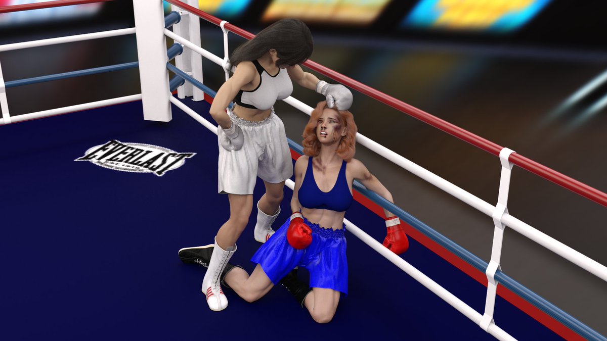 BiQbox's tweet photo. [Commission]  
Sae vs Britney (2/2)  

Sae brutally knocks out Britney with a heavy left hook! https://t.co/a4ZPu2sJz6