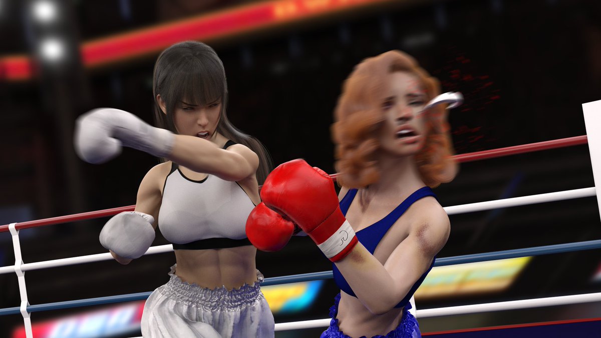BiQbox's tweet photo. [Commission]  
Sae vs Britney (2/2)  

Sae brutally knocks out Britney with a heavy left hook! https://t.co/a4ZPu2sJz6