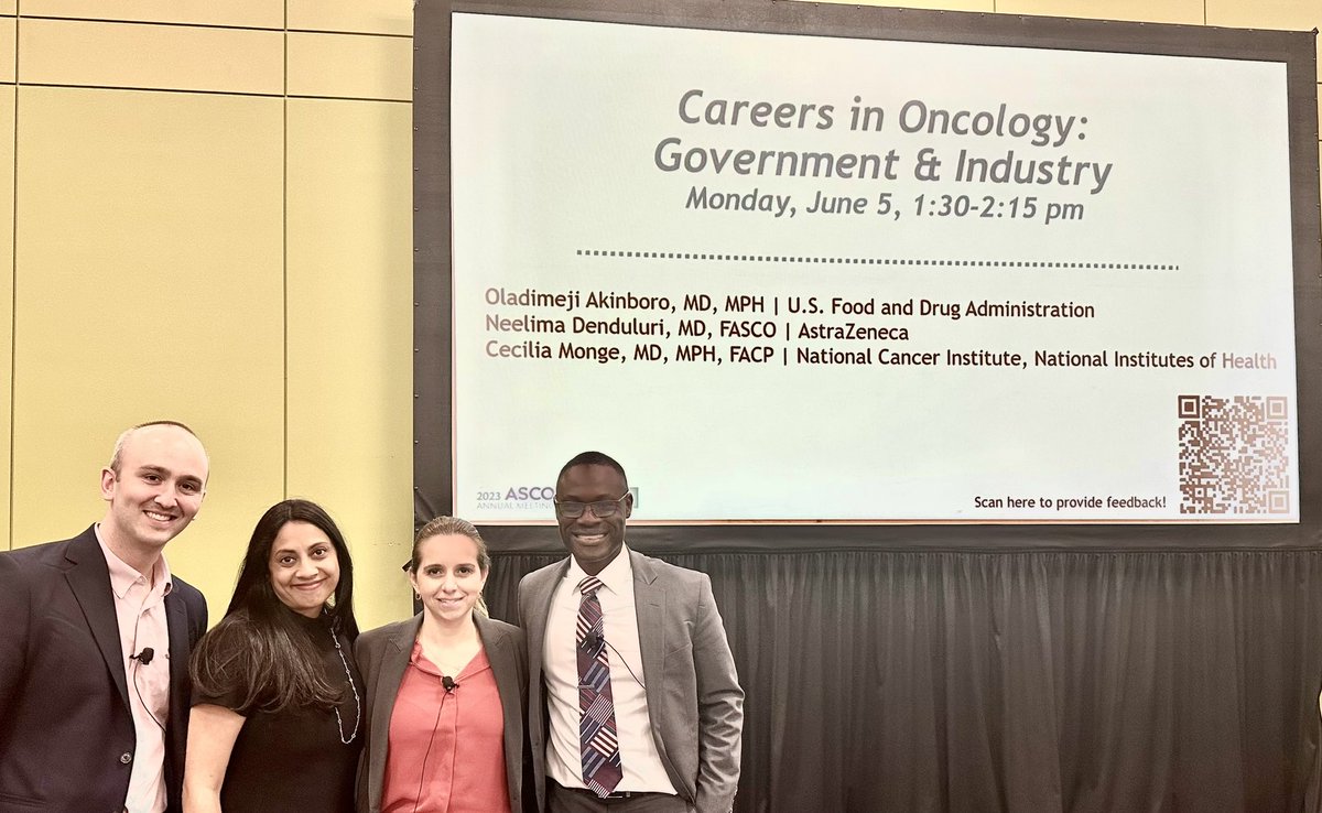 Honored by @ASCO Trainee and Early Career Oncologist Invitation: Careers in Oncology; Government and Industry Panel Session with outstanding colleagues @ndenduluri1 @BHuffmanMD @akinborooladimeji @ASCO23 @FDAOncology @US_FDA @NCICCR_MOS @DanaFarber @AstraZenecaUS @theNCI