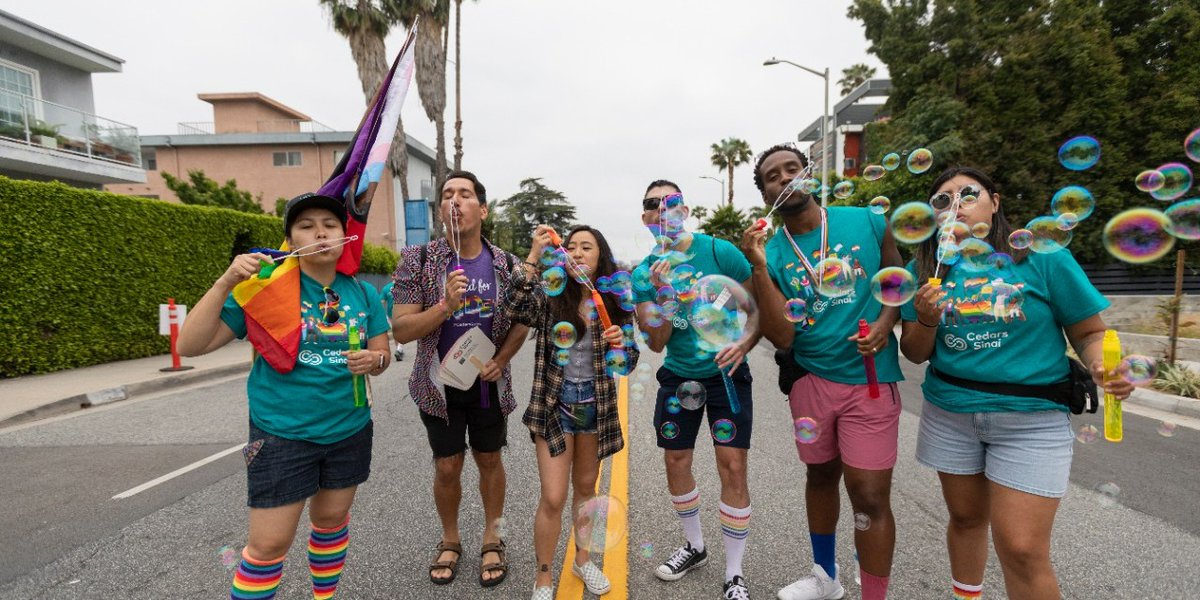 CedarsSinai's tweet photo. Thank you to all our volunteers who showed up with their #CedarsPride for this year's #WeHoPride!
 
The energy &amp; style of our parade group and team at Booth 305 was amazing. We also want to thank the staff who worked behind the scenes to make the weekend seamless and joyful! ❤️ https://t.co/J9hzNiClfO