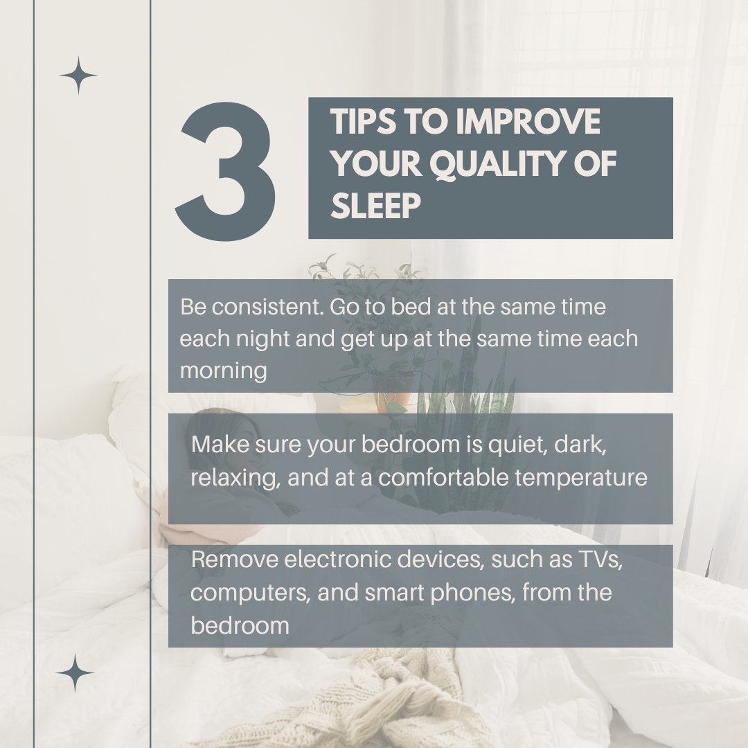 Getting enough sleep is essential for optimal health! Aim for 7-9 hours of quality sleep each night to help improve your mood and increase your productivity. 😴💤 

#sleephealth #healthyliving #restfulsleep #healthysleephabits