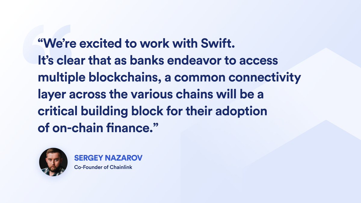 chainlink's tweet photo. Capital markets are waking up to the superior security and transparency guarantees of on-chain finance.

Chainlink enables banks to interface with the blockchain economy via a highly secure, universal connectivity layer.

#LinkTheWorld
https://t.co/DJpB99ruPs https://t.co/J40WOnORzG