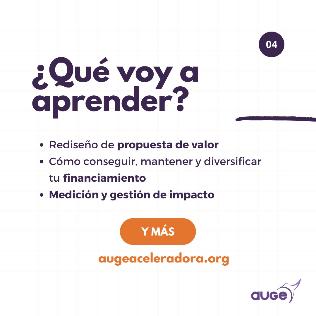 ¡Últimos días para postular al Programa de Aceleración de <a href="/augeaceleradora/">auge aceleradora</a> 

Mejora tu propuesta de valor, aprende a medir tu impacto social y a diversificar tus fuentes de ingresos, recibe mentoría y acompañamiento.

Postula hasta el 15 de junio en bit.ly/augepostula2023