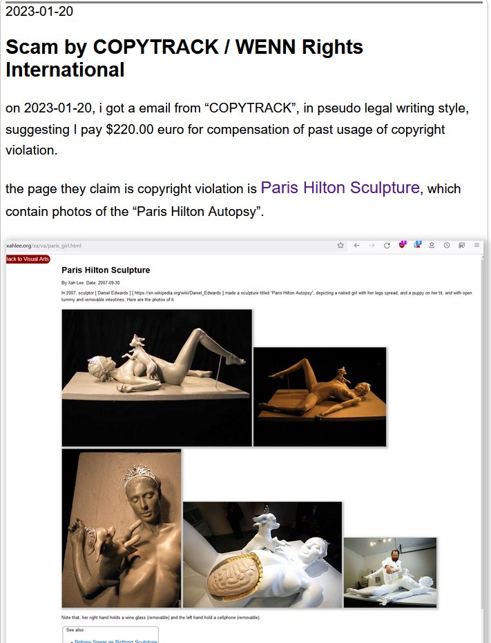 Scam by COPYTRACK / WENN Rights International
just posting here so others might find it.