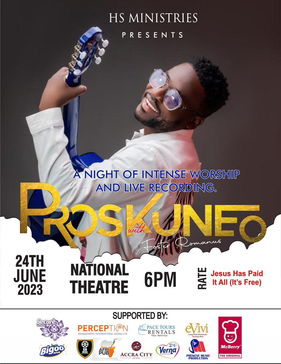 fosterromanus's tweet photo. It's *PROSKUNEO* ("To Worship")
Come let's sing and worship the Almighty for his Godnesss and mercy, while we laugh out loud tooo.
National Theater,
Saturday 24th June
6pm sharp.
#IT IS FREEEEE
#PROSKUNEO
#WORSHIPTIME
#FOSTERROMANUS https://t.co/wek7bCYNuA