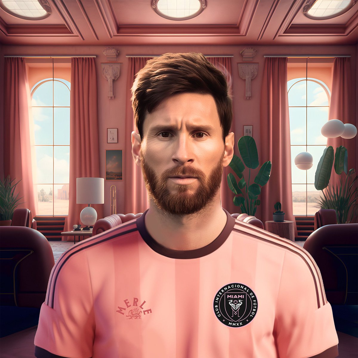 merle_gin's tweet photo. El campeón del mundo elige el color que quiere y él también eligió el rosa 🤪

Su contrato con el Inter Miami incluiría: 
- Acciones en Merle 
-Merle gratis de por vida, obvio
-Patente del Pantone 196C https://t.co/8e2Ap7M6iR