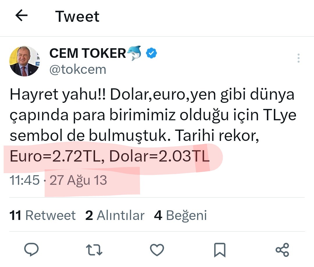 Doların yükselmesi ihracat,istihdam gibi alanlar için avantaj sağlasa da enflasyona sebep olduğu için büyük çoğumuza zarar verdiği açık.
Ancak dolar 2 lirayken Gezi Parkı'nı bahane edip ülkenin en büyük sokak hareketlerinden birini organize eden,onu hâlâ kutsayan,ülkeyi 20 yıl…