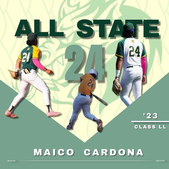 Congratulations @MaicoCardona for being a Class LL All-State Selection 2023 #ctbase  All of your hard work paid off in and out of the classroom. Straight A’s,.419 BA, 3 HR, 27 RBI’s, 31 Hits, 21 R @HamdenBaseball1 @RiverHawkBB @3riverhawk @BaseballUCT @mikedwyer13