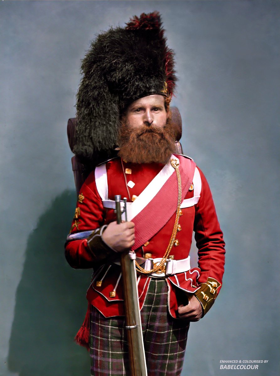 Last year I did a series of restoration-enhancements (and rare colourisations) of photographs from the Crimean War. This was one which proved popular. My clean-up + colouring of a photo by Joseph Cundall in 1856. It's colour-sergeant Andrew Taylor of the 72nd Highlanders.