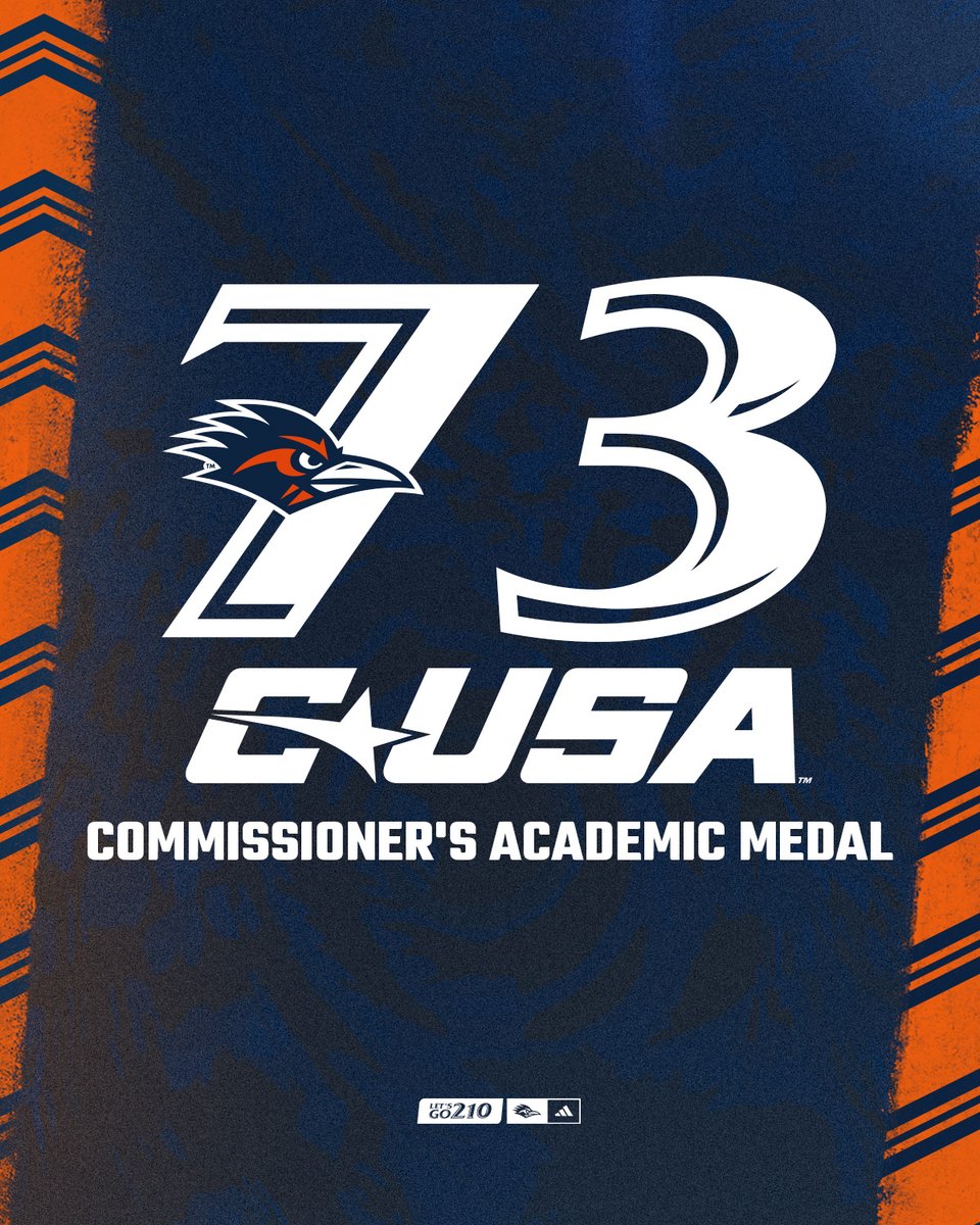 A department-record 7️⃣3️⃣ Roadrunners earned C-USA Commissioner's Academic Medal! 🎖️

Read more here 🔗 bit.ly/3qx1Gag

#BirdsUp 🤙 | #LetsGo210