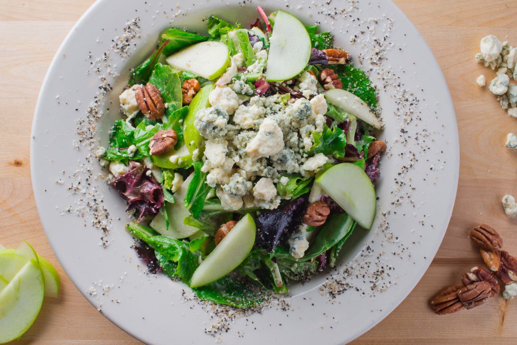 SilverFoxSteak's tweet photo. The III Forks Salad is a delightful, summery mix of Granny Smith apple slices, toasted pecans, blue cheese and field greens in a light maple vinaigrette. https://t.co/adprVII7b3