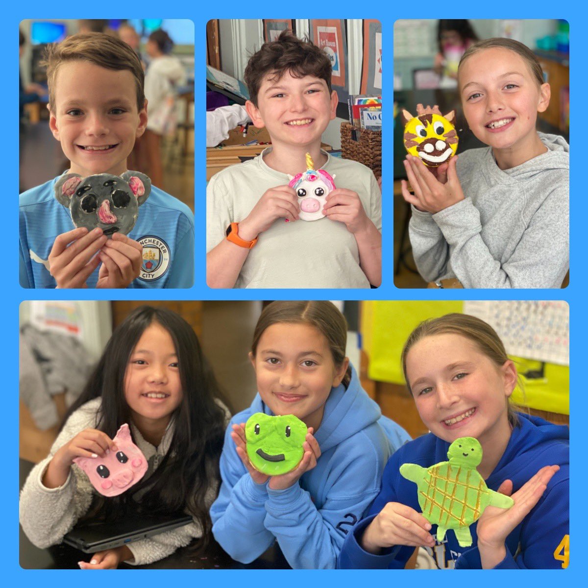 How cute are these clay animal faces?! 4ths explored different sculpting techniques to create 3D clay slabs🐱🐶🐢🐨🐯🐷 <a href="/StratfordAveGC/">Stratford School</a> <a href="/GCmusic_arts/">Amanda Hauser</a> #stratfordstrong #elementaryart #clayanimals