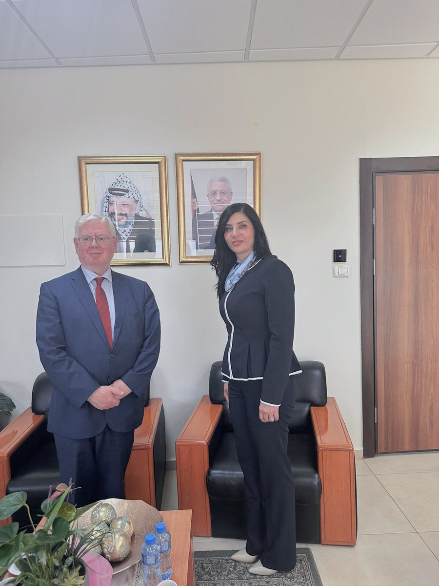 AmalJadou7's tweet photo. Meeting today with EU Special Representative for Human Rights HE Eamon Gilmore .. Excellent discussion of several issues of mutual concern especially the targeting by Israel of children; the latest was young tamimi two days ago #EamonGilmore https://t.co/HVsgDk2TYO
