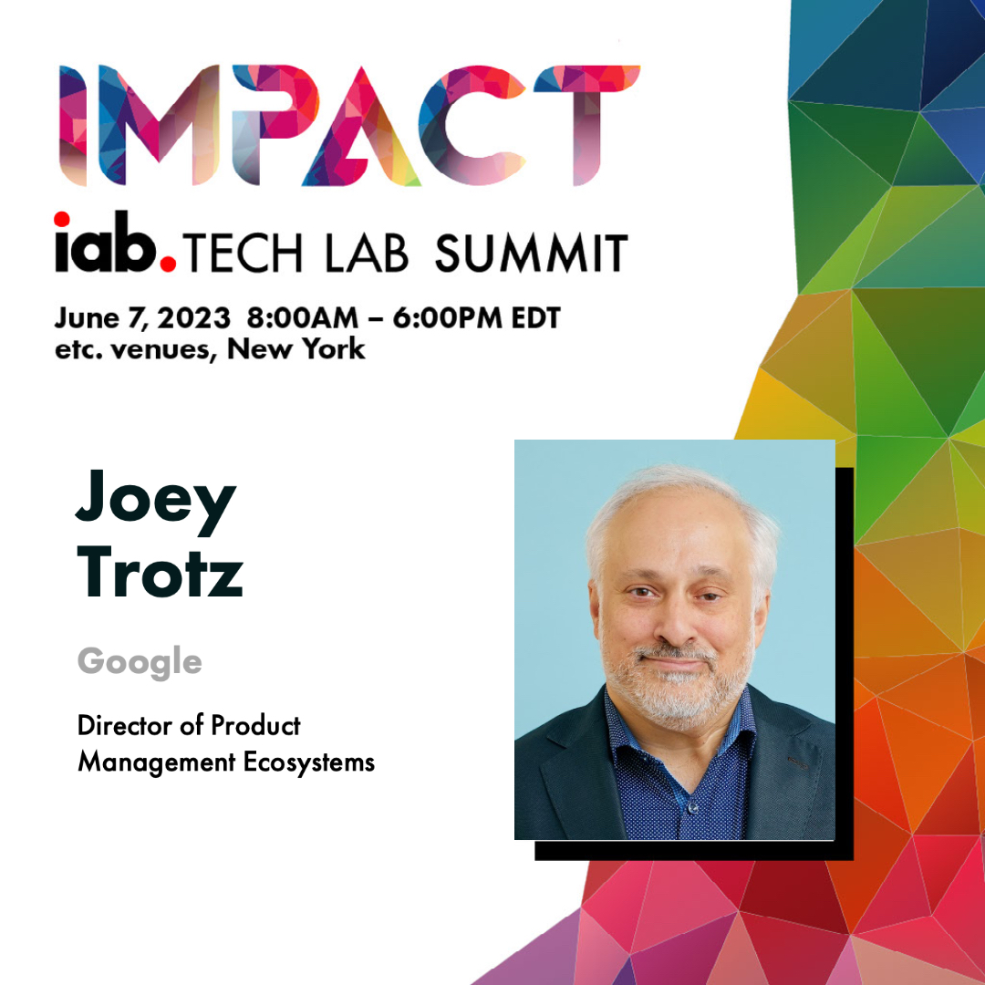 IABTechLab's tweet photo. Don’t miss final #TLSummit speaker @joeytrotz from @Google as he gives the latest updates and insights into Google’s Privacy Sandbox initiatives! https://t.co/pUjKhKv3yO #IABTechLab #Impact2023 https://t.co/rgO4cfuE79