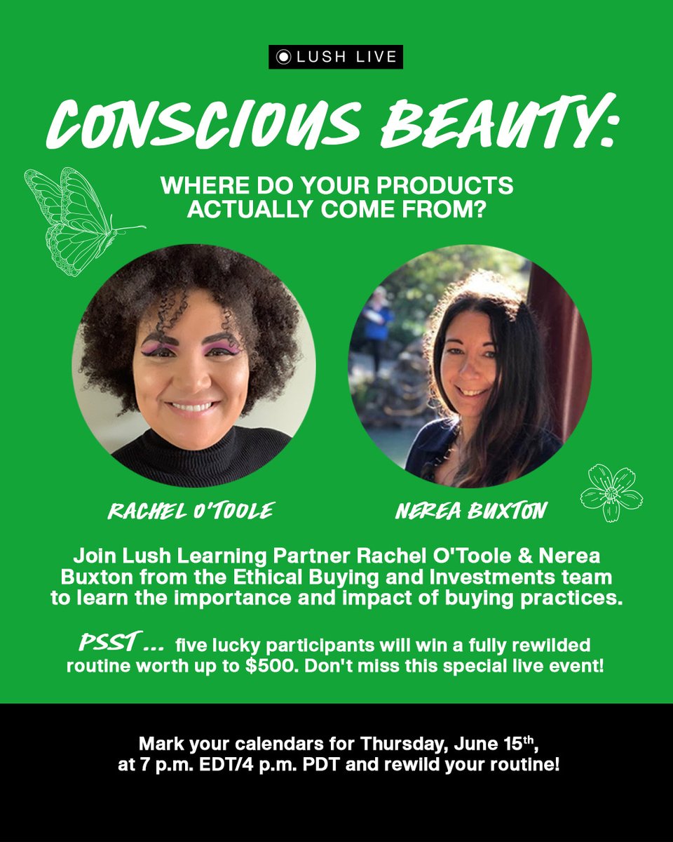 It’s been awhile, but we’re excited to announce our next live event on Thursday, June 15th, at 7PM EST/4PM PST. 

Join our hosts, Rachel and Nerea, as they explore the world of conscious beauty and the truth about the ingredients in the products you use. 

They will be sharing…