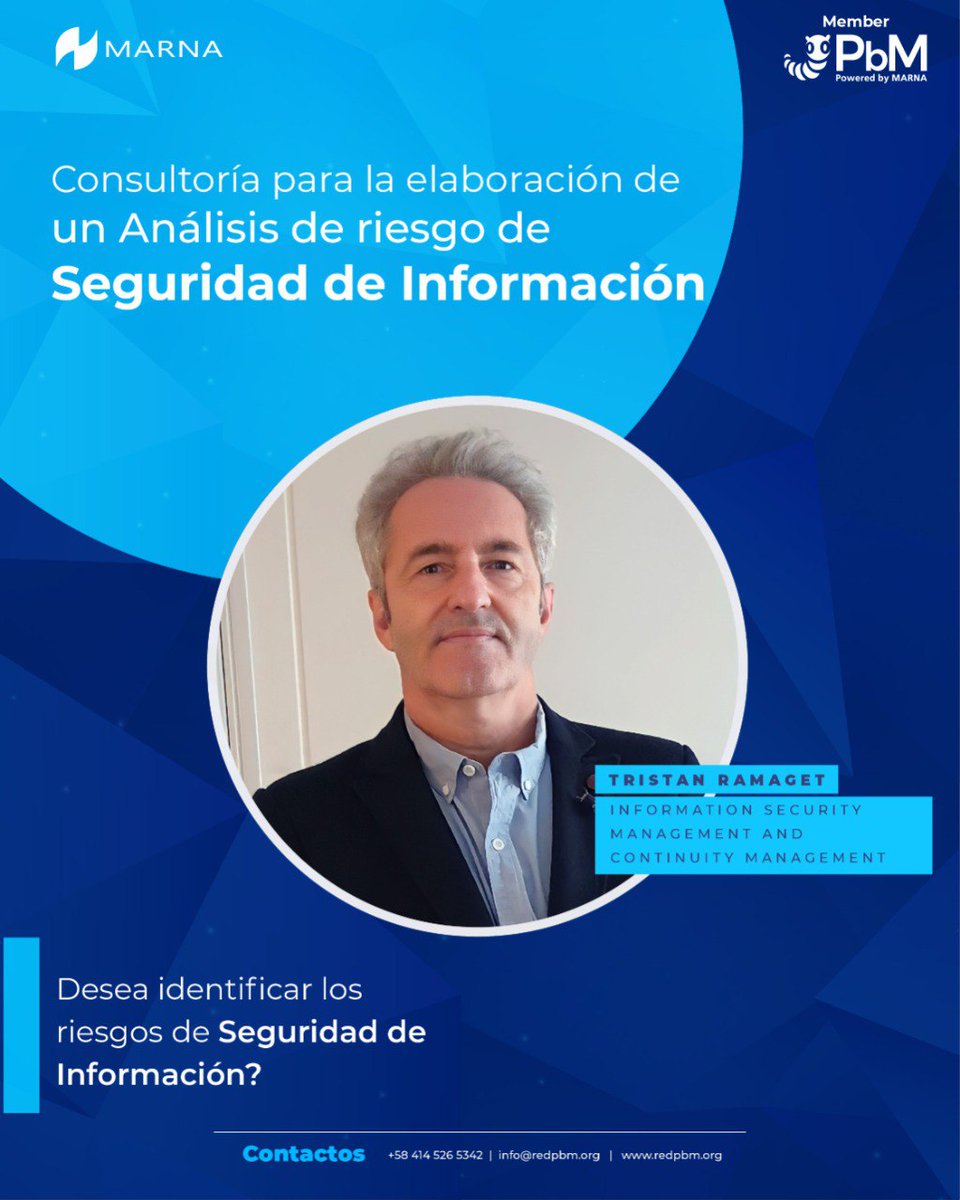 Red_PbM's tweet photo. ¡Protege tu negocio con nuestra consultoría en seguridad de información! Identificamos vulnerabilidades, evaluamos amenazas y brindamos soluciones personalizadas. Contáctanos ahora. #SeguridadInformación #ProtecciónNegocios #ConsultoríaRiesgo https://t.co/ruEqdYTQem