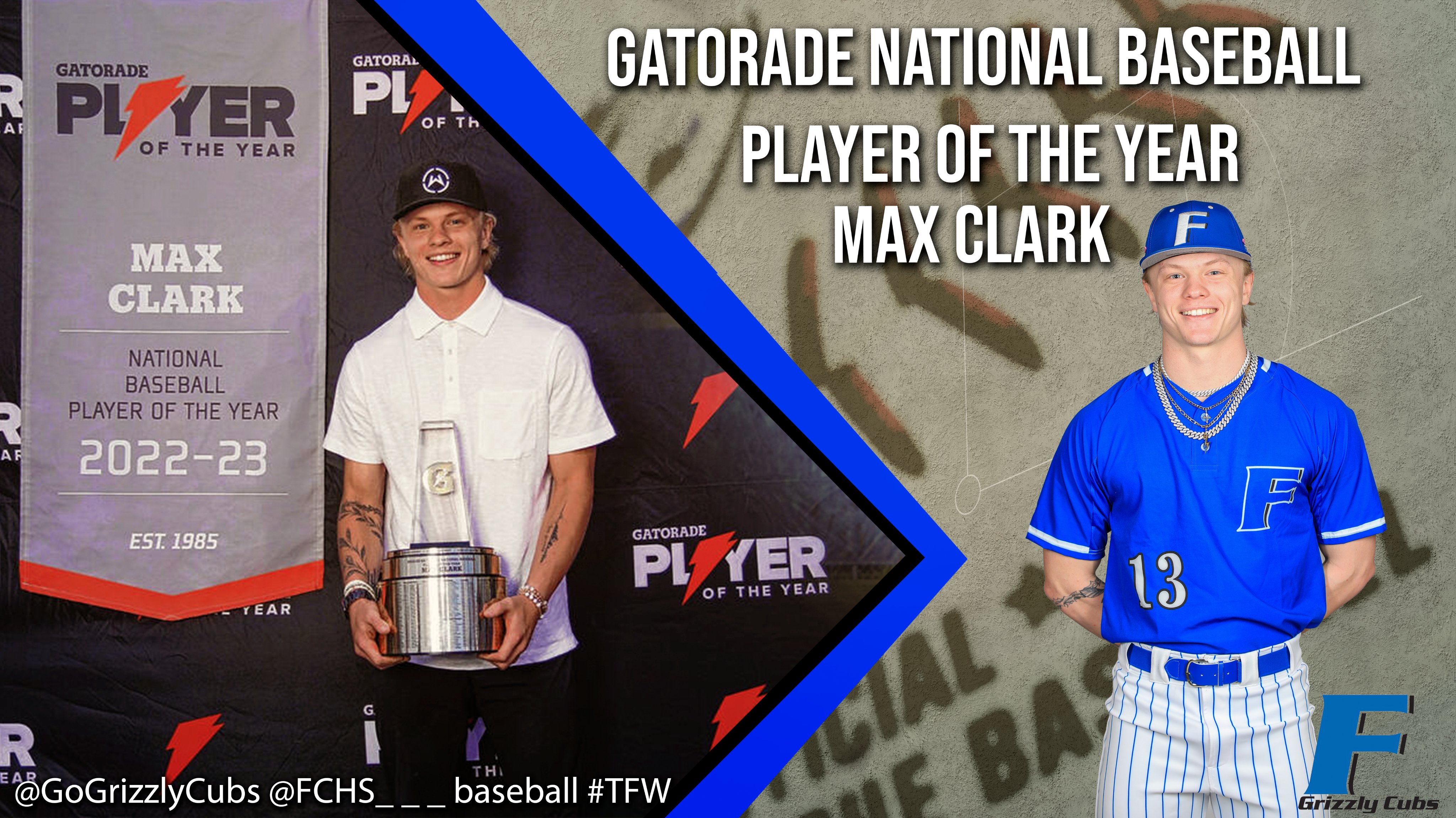 Max Clark 2022 - 2023 GATORADE NATIONAL BASEBALL PLAYER OF THE YEAR