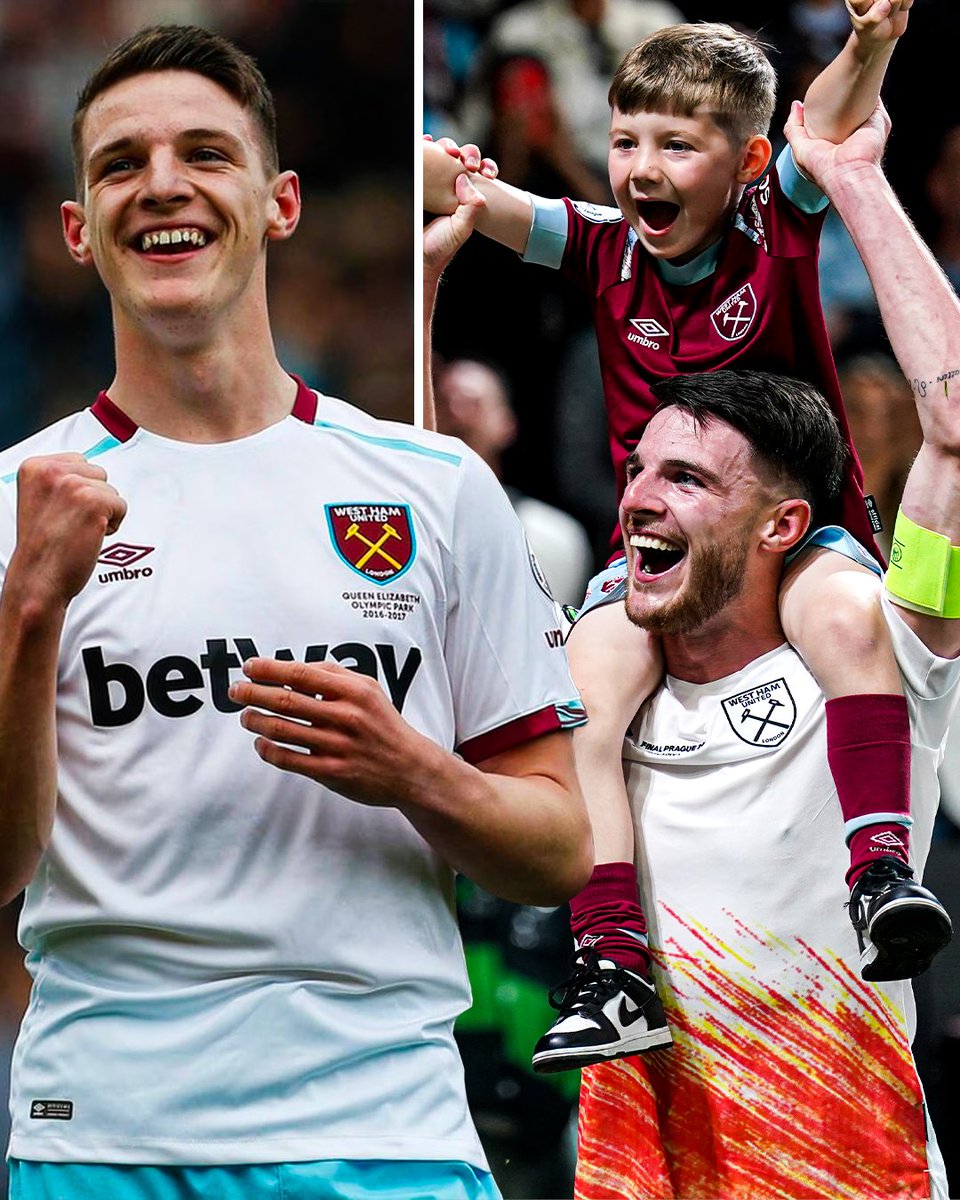 ⚒️ Declan Rice for #WHUFC:

👕 Appearances: 246
⚽️ Goals: 15
🎯 Assists: 13
🏆 Trophies: 1
🏆 3 x Hammer of the Year

Rice bows out on a high 🥹❤️