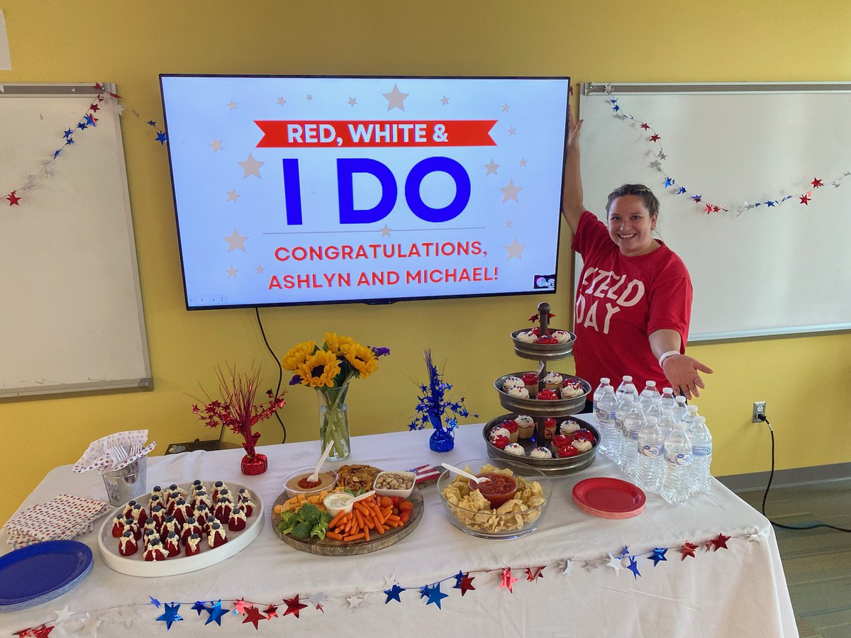 Enjoyed a sweet, post field day bridal shower from my coworkers! So special. I work with the best of the best! 👰🏼❤️💙