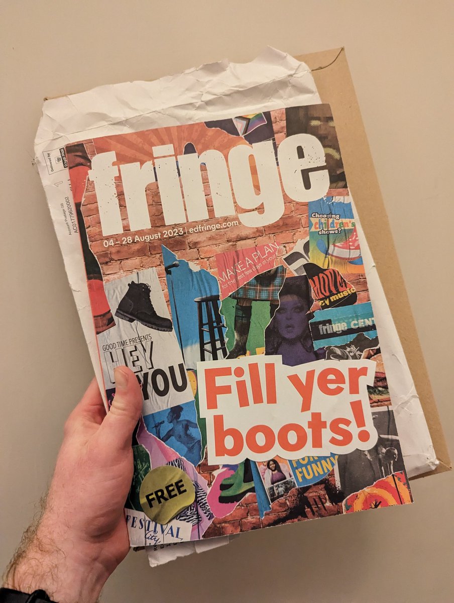 gearoidbrennan's tweet photo. After a very long day, very excited to come home to this!!!! #edfringe is upon us and I can't wait!!! @edfringe 
#Excitement #AllTheShows #FillYerBoots https://t.co/efmJfF2DPH